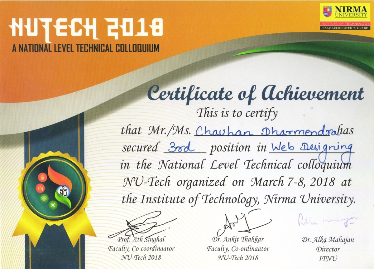 Certificate - NUTECH 2018