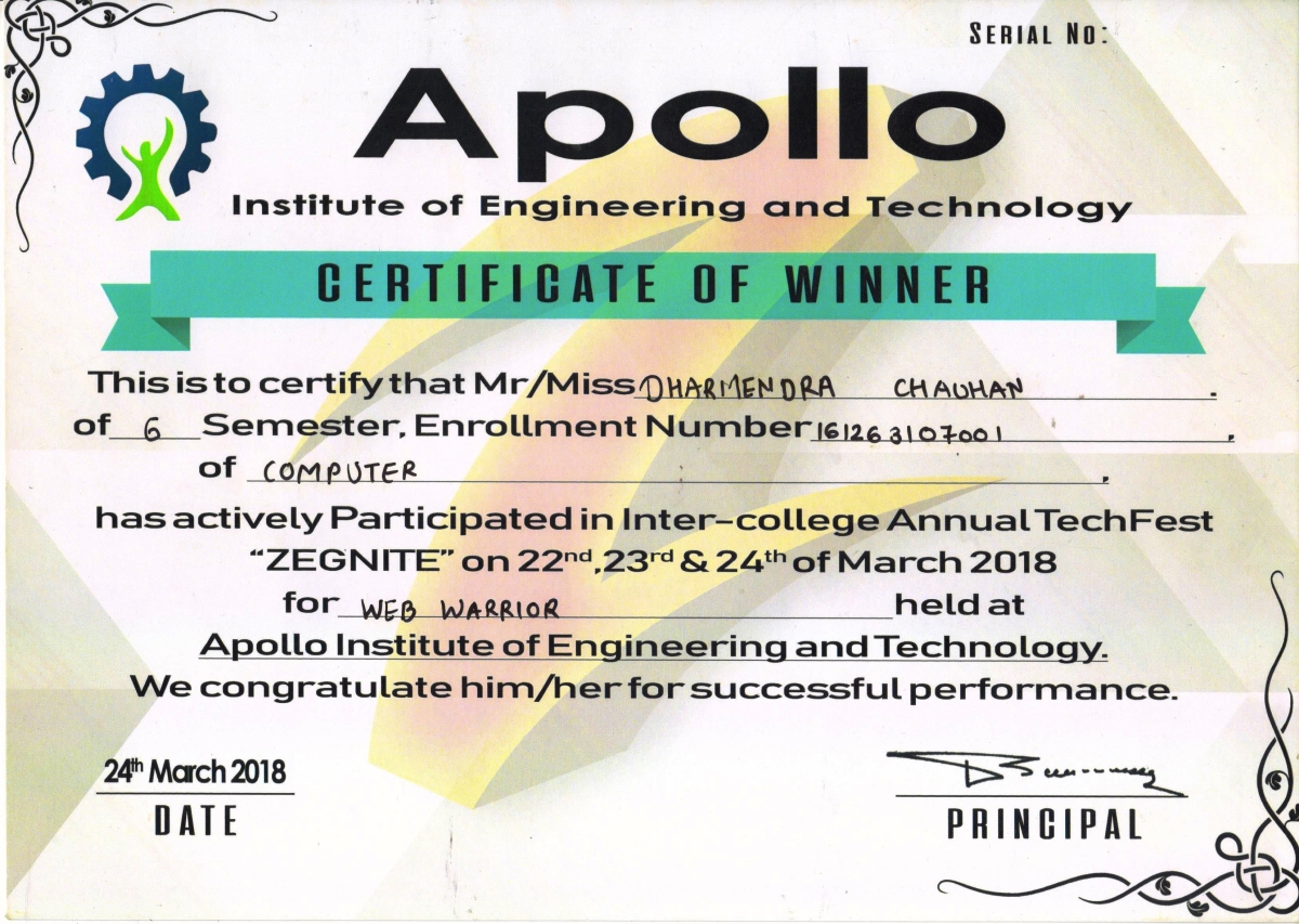 Certificate - ZEGNITE 2018